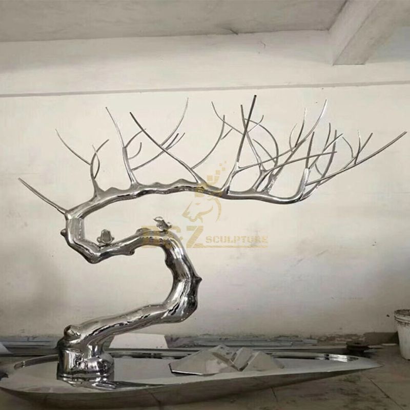 mirror stainless steel branch sculpture