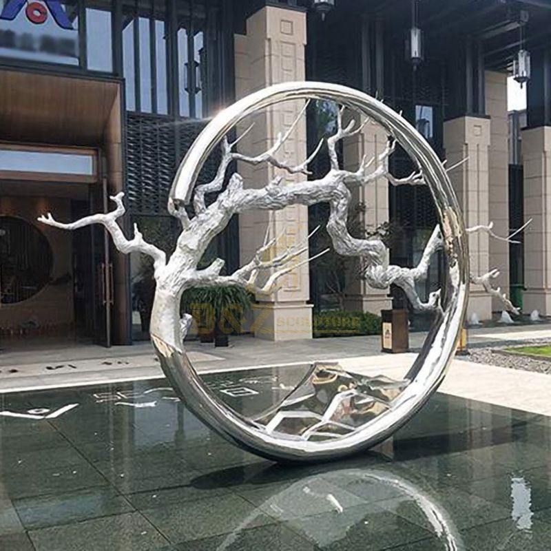 metal round tree sculpture