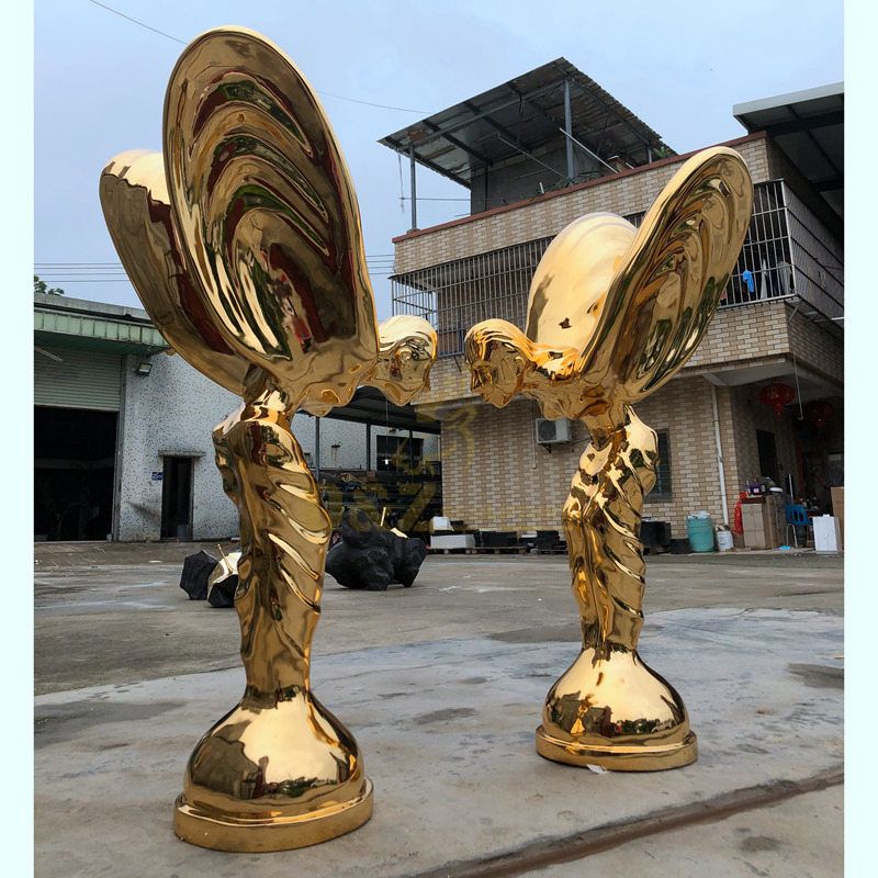 Golden Big Ear Mouse Stainless Steel Outdoor Animal Sculpture