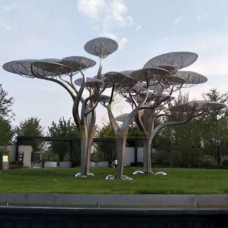 outdoor modern sculpture abstract sculpture tree sculpture with light  custom sculpture