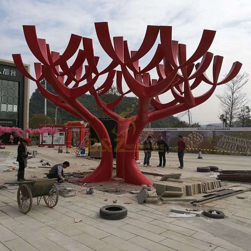 garden sculptures outdoor wisdom red tree sculpture