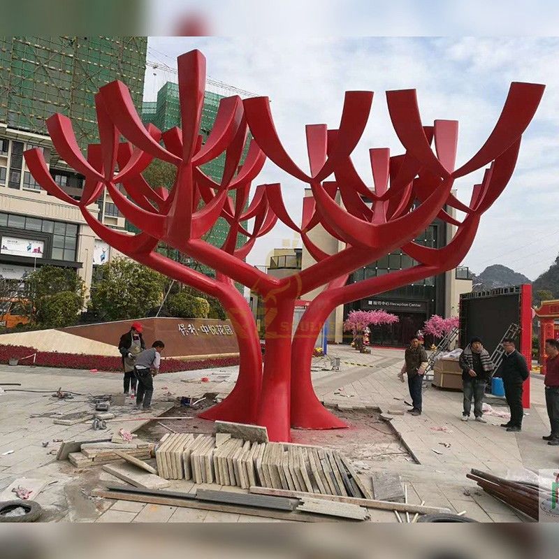 garden sculptures outdoor wisdom red tree sculpture