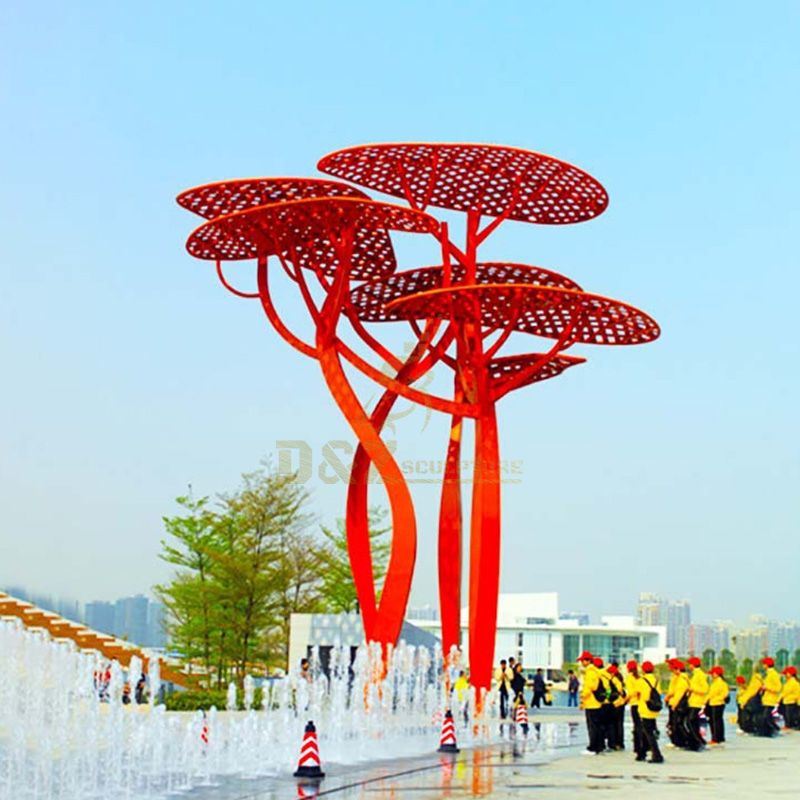 outdoor sculpture of tree red tree sculpture tree of life sculpture