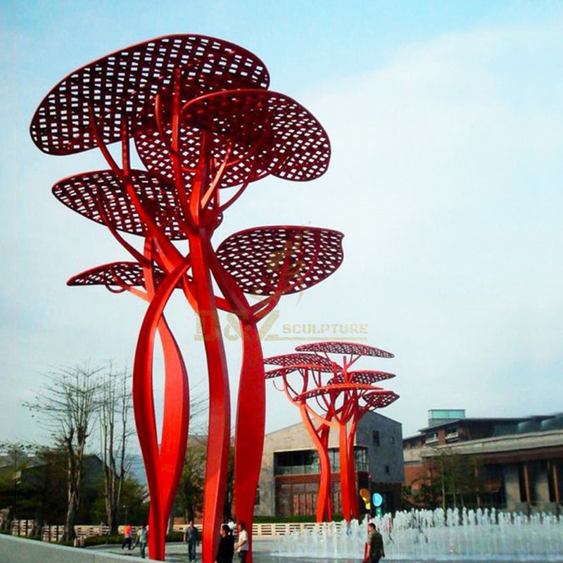 outdoor sculpture of tree red tree sculpture tree of life sculpture