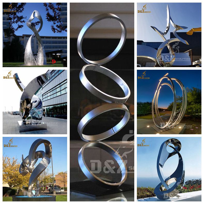 modern abstract metal mirror sculpture