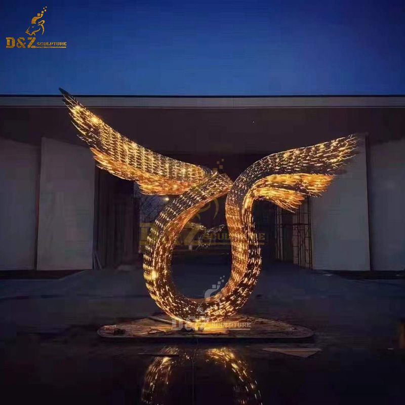 stainless steel swan sculpture