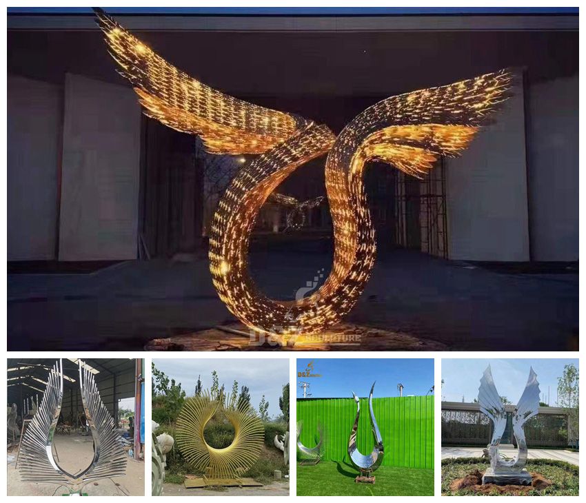 stainless steel wings sculpture