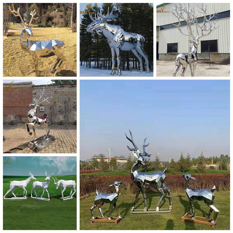 outdoor metal deer statue