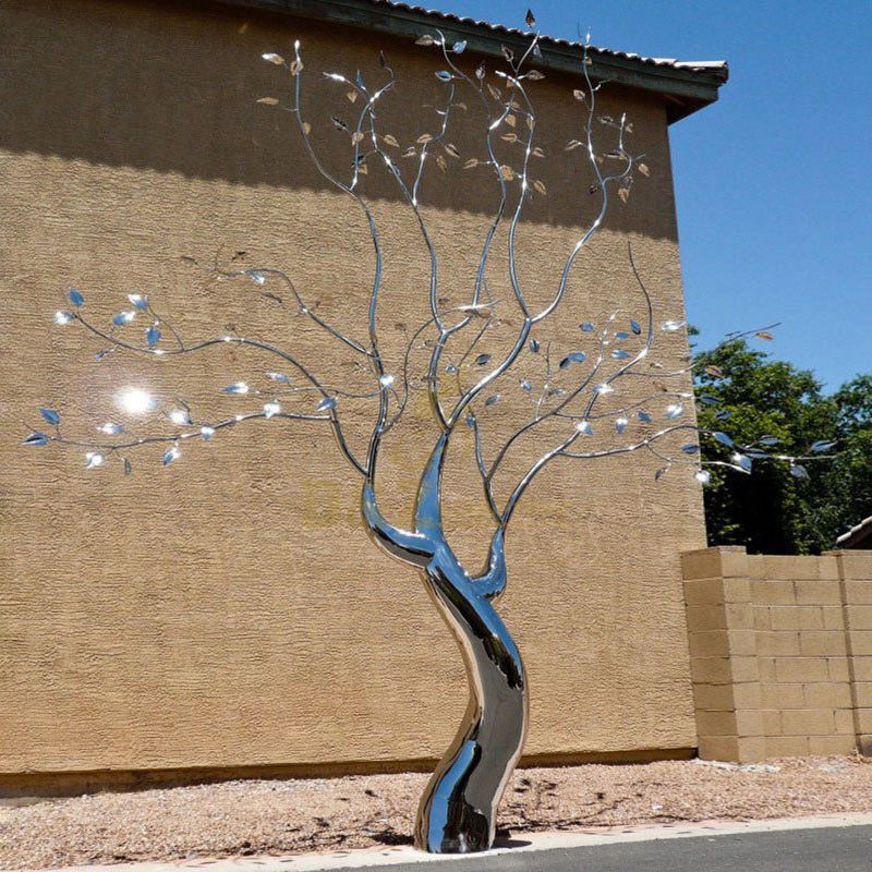 metal sculptures of trees