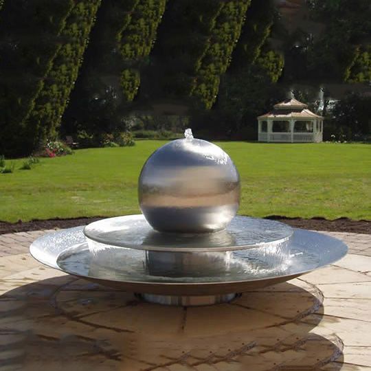 Outdoor modern design stainless steel water fountain decor sculpture