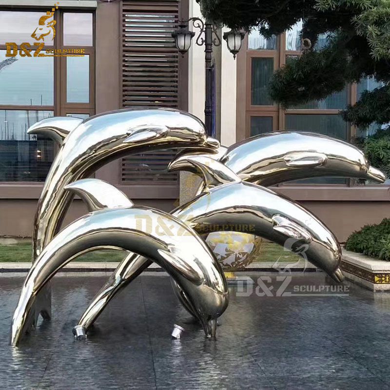metal dolphin statue