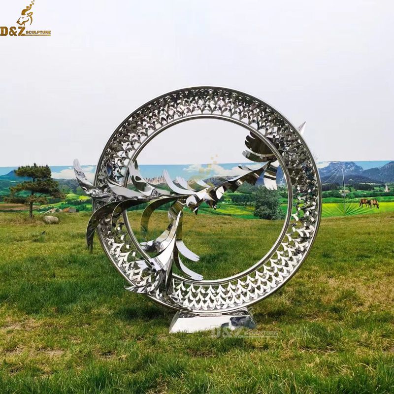 stainless steel circle modern sculpture