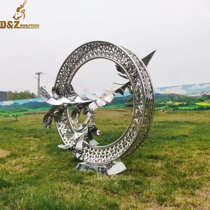 modern metal circle sculpture