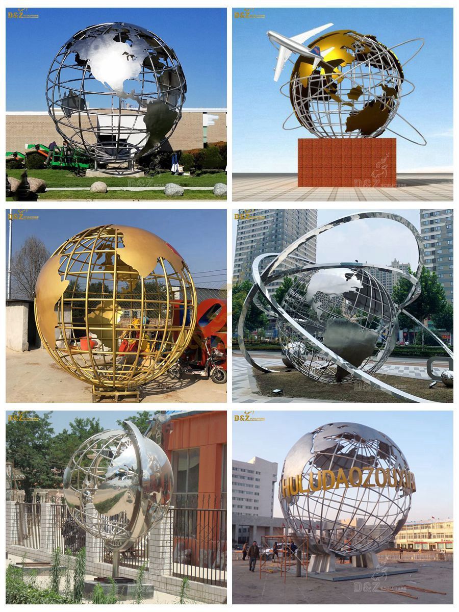 metal globe sculptures