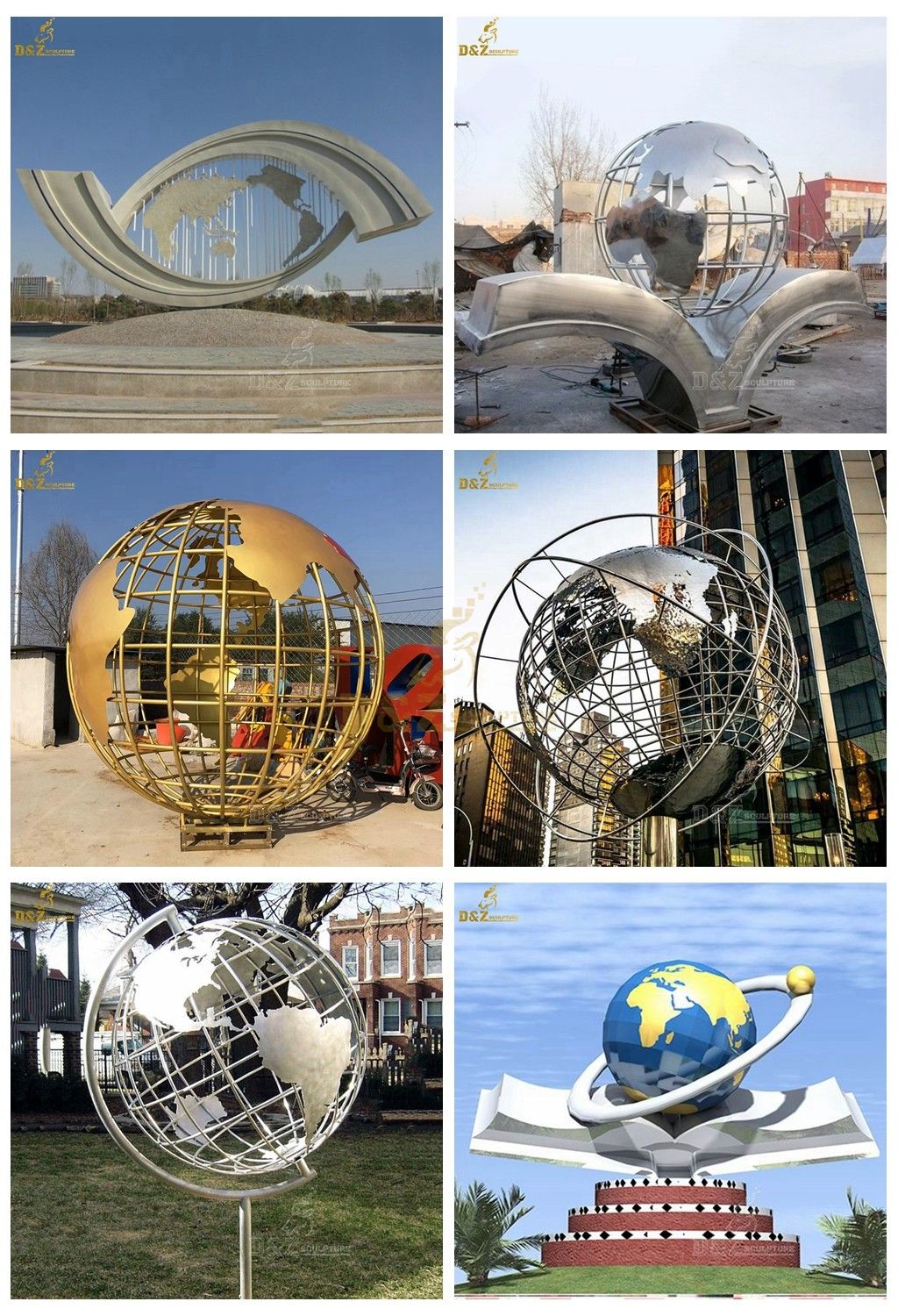  metal globe sculpture for sale