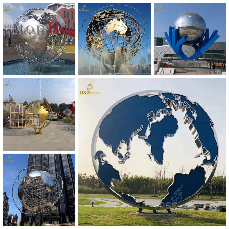 metal world globe sculptures