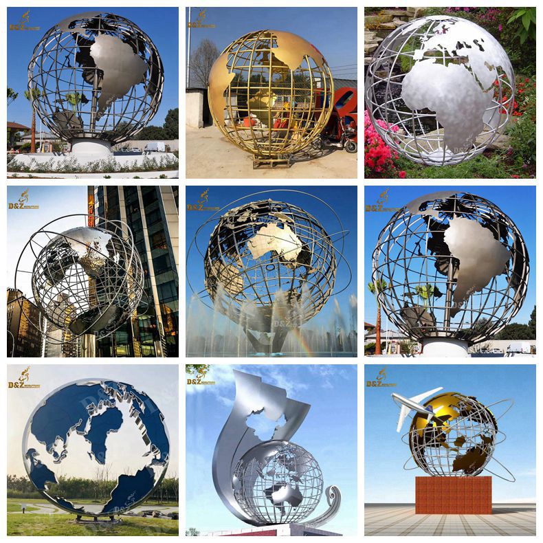 metal globe outdoor sculpture