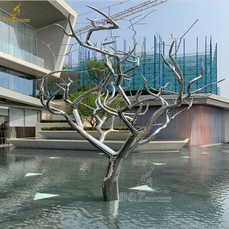 stainless steel abstract tree sculpture