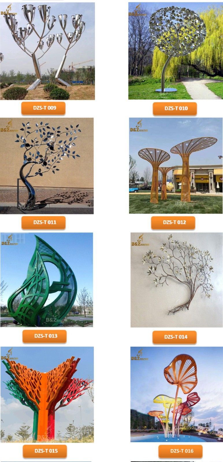 metal tree sculpture garden