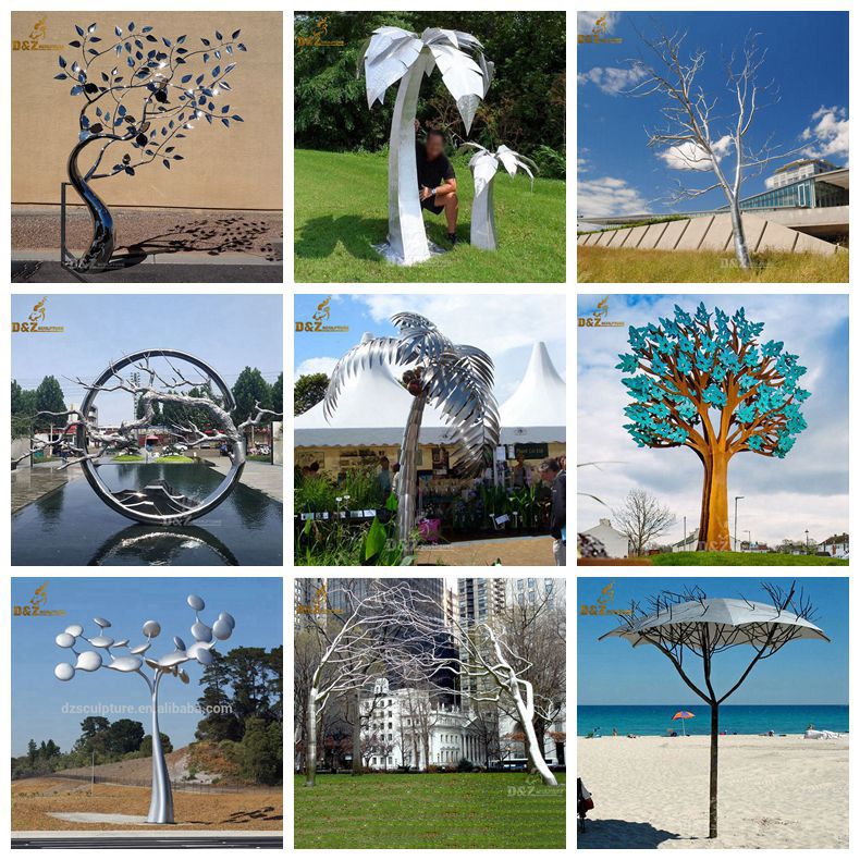 mirror stainless steel tree sculpture