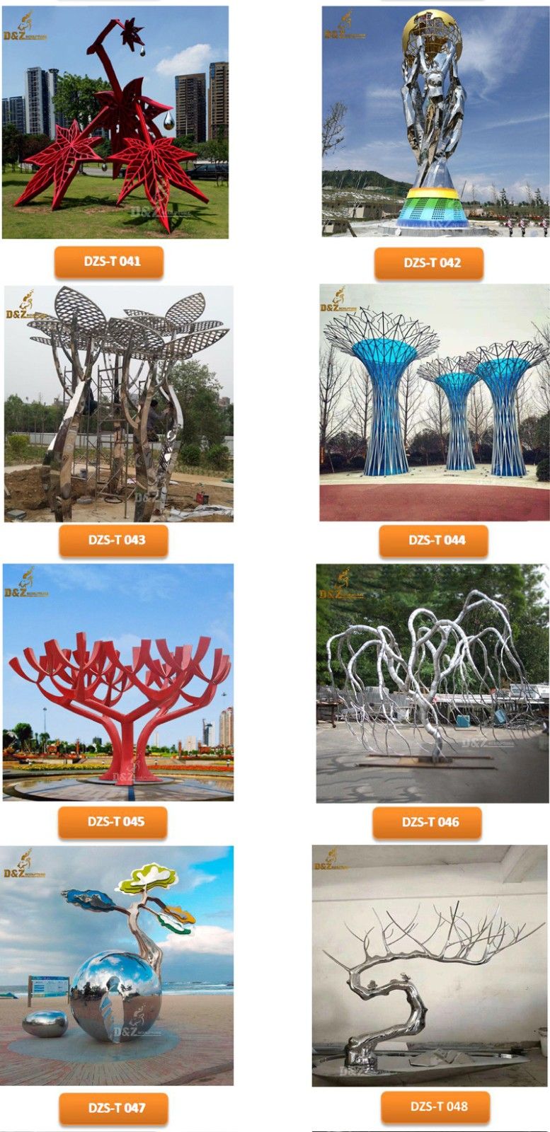 modern stainless steel tree sculpture