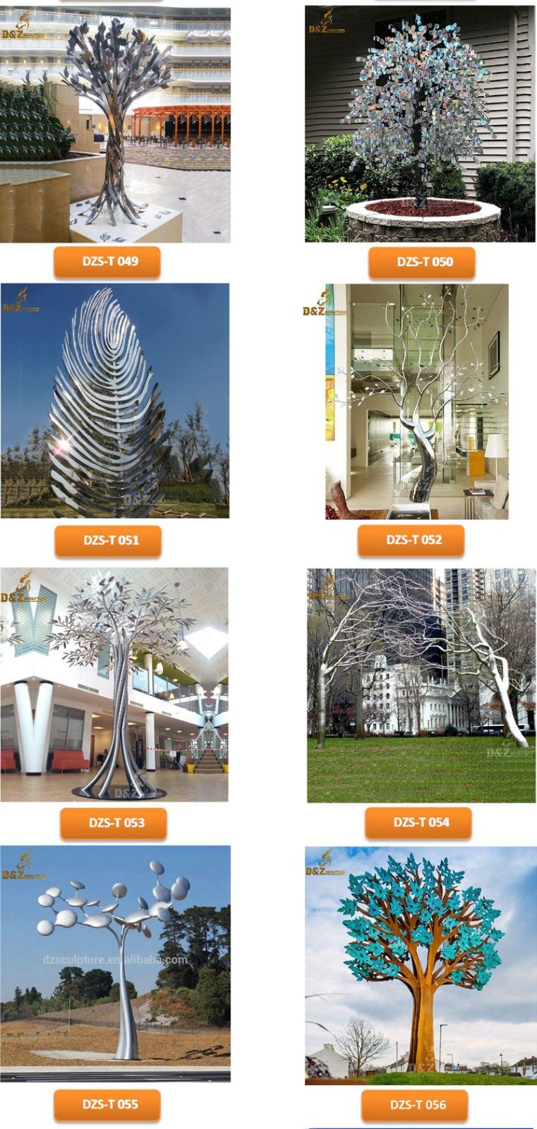 metal sculptures of trees 