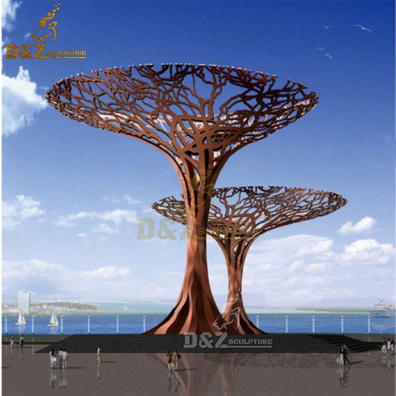 corten steel tree crafts sculpture