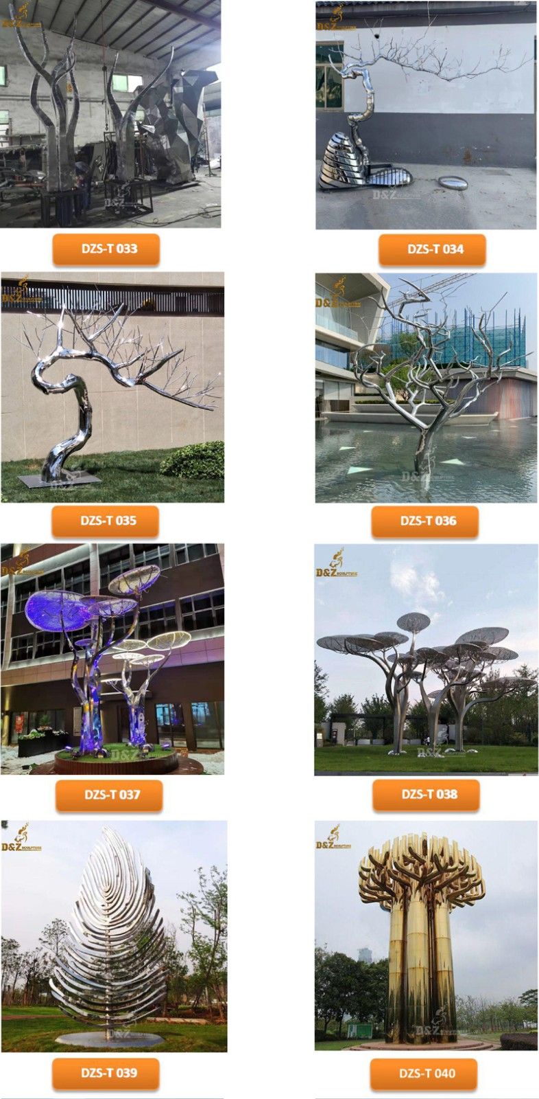 Custom outdoor modern garden stainless steel  tree sculpture